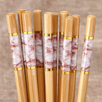 Heduo household simple high-end bamboo chopsticks, hot pot chopsticks, noodles, fried dough sticks, high temperature resistance, non-mouldy, non-slip chopsticks, 5 pairs of ruby color bamboo chopsticks