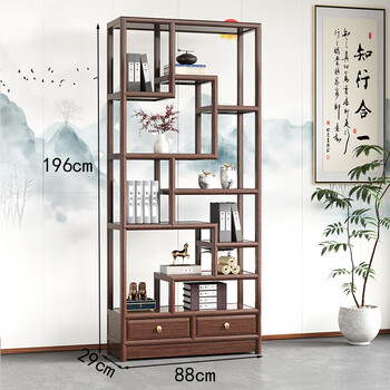 Kehainuo 58 68 78 88 narrow solid wood ancient shelf duobaoge new chinese bookshelf partition rack tea cabinet ornament rack 88 wide ancient shelf single-complete