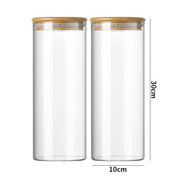 Liuyang sealed jar glass food grade high borosilicate kitchen moisture-proof miscellaneous grains tea transparent storage jar storage storage jar 10x30cm2 pcs