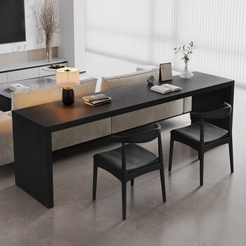 Real madrid senjue solid wood desk light luxury simple modern high-end office computer table living room home horizontal hall sofa back long table single table 220*60*75cm board thickness 5cm