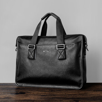 Cow briefcase men's business casual handbag large capacity strong and durable men's bag business computer bag 8628 black