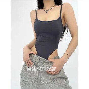 Jujing one-piece underwear one-piece padded camisole women's underwear european and american sexy hollow slim bottoming gray m