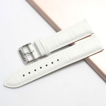 Citizen original genuine leather watch strap eco-drive series nh8350-08bb unisex butterfly buckle white + silver pin buckle 20mm