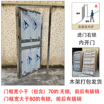 Qilicai stainless steel door single door bathroom door rental door balcony door bathroom door room door anti-theft door entry door right lock inside door 900x2000mm