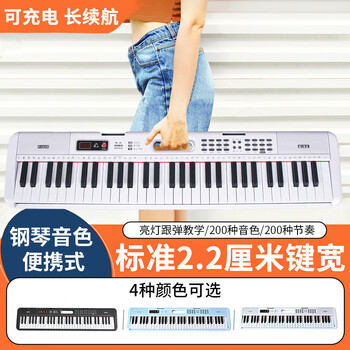 Golden age multifunctional 61-key electronic keyboard portable adult children beginners home kindergarten teaching instrument portable shell white-standard edition gift pack
