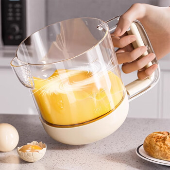 Yh egg mixing cup egg beater manual semi-automatic mixer multi-functional egg beating stick whipping cream semi-automatic spring press mixing cup milk white