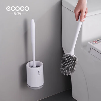 Ecoco toilet brush toilet brush toilet brush set no dead angle washing the toilet silicone cleaning brush long handle no punching wall-mounted toilet brush - nordic gray