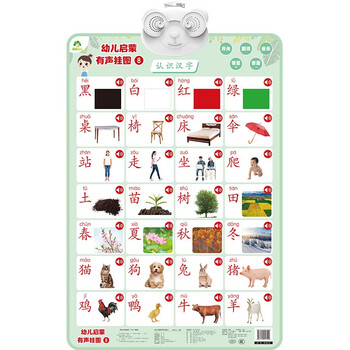 Children's enlightenment audio wall chart, understanding of chinese characters, early education toys for children aged 3-6 years old, enlightenment of cognition and understanding of chinese characters, reading pictures, recognizing objects, point reading and sound wall chart, point reading, audio book, audio book, early education audio book