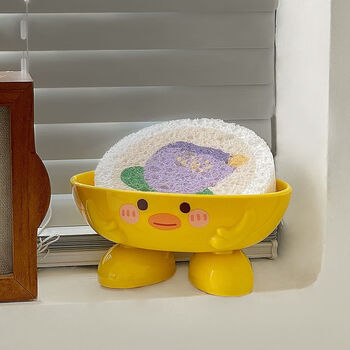 Factory direct supply of little yellow duck soap box for home use cute cartoon bathroom drain rack soap box place little yellow duck soap box 1 pack