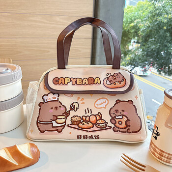 Yuhua mcdonald's kapibara lunch box tote bag insulated bag office lunch bag portable primary school student lunch bag new large lunch box bag (baked capybara) no specifications