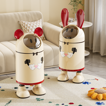 Xingyou trash can home 2024 new high-looking creative living room bedroom kitchen toilet large large capacity with cover rabbit ears standing style - red