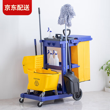 Huishan multifunctional cleaning cart trolley debris cleaning linen cart property customer service cart cleaning tools cleaning with cover