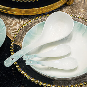 Red peony jingdezhen bone china bowls and plates tableware household ceramic bowls light luxury rice bowls underglaze colored bowls and chopsticks large soup bowl yunjin wanli spoon 1