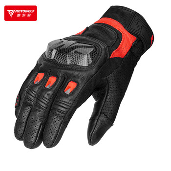Motowolf motorcycle riding gloves men's breathable genuine leather motorcycle carbon fiber anti-fall protection sheepskin all-season rider equipment