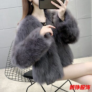 Shisi 2024 new autumn and winter haining imitation fox fur coat for women short style young fur coat for women thickened and slimming dark gray cotton with pockets thickened xl 110-120 pounds