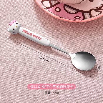 Manchaojia sanrio stainless steel spoon children's cute eating spoon and fork set household exquisite high-looking spoon silicone table spoon hello kitty