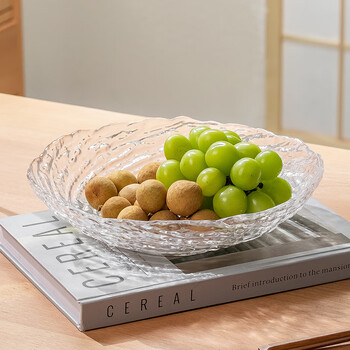 Genas crystal glass fruit plate home living room coffee table fruit plate light luxury dry fruit plate snack storage plate high-end large