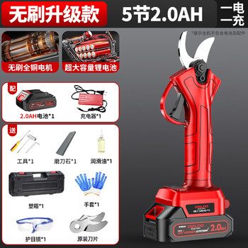 Delixi electric electric electric electric pruning shears lithium electric pruning branches fruit trees rechargeable garden pruning brushless upgrade model 5 sections 2 points 0ah one charge one charge