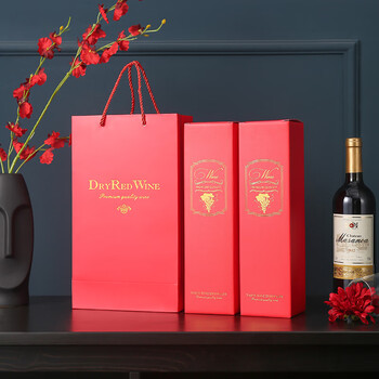 Le yingfan red wine single empty gift box red wine packaging gift box empty box double packaging bag wine single gift bag portable red double set