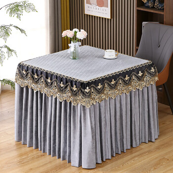 Sailoto thin electric stove cover, fire cover, square mahjong machine cover, high table cover, heating tablecloth, single layer full cover, jacquard gray-selvage 85*85*height 65 cm