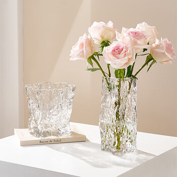 Fan yejia glacier glass vase high-end crystal transparent light luxury living room table hydroponic flower arrangement ornaments