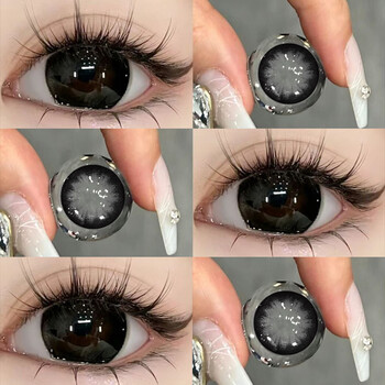 Buy one, get one free, free care solution, high oxygen permeability, half-year disposable black contact lenses, pure lust large diameter contact lenses, half-year disposable tn, large black eyes - 14.5mm, 0 degrees, no prescription