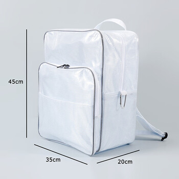 Xuanzhi pvc transparent dust-free bag clean room mesh tool bag anti-static mesh bag black shoulder strap full pvc crossbody bag 18-inch korean style backpack 45x35x20