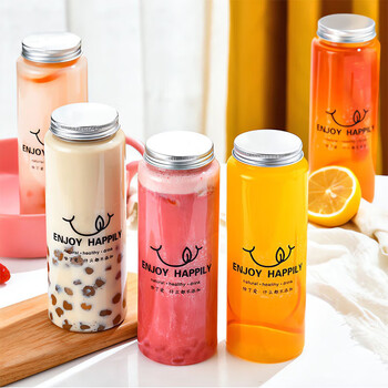 Youjia liangpin milk tea cup disposable cold drink coffee cup with lid disposable cup cylindrical 400ml 10 pieces + sticker