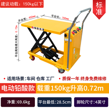 Wen yijia customized manual hydraulic lifting platform vehicle mobile electric lift small lift simple trolley 150 kg liter 0.72 m (table 700*450)