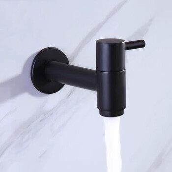 Rising shower gun gray faucet full copper home bathroom toilet balcony splash-proof bathroom mop pool single cold small faucet one word - black