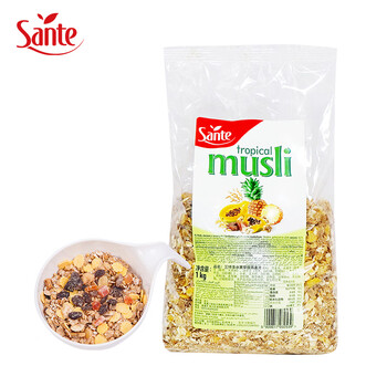 Sante poland imported multi-fruit breakfast oatmeal 1000g/bag brewed nutritious oatmeal full meal replacement