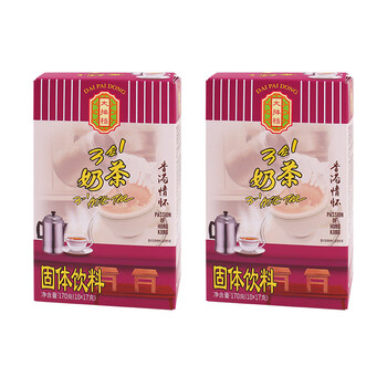 Food stall 3 in 1 instant mandarin duck milk tea hong kong style coffee boxed instant solid drink hong kong style milk tea 170g*2 boxes