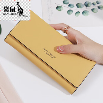 Kangaroo luxury women's wallet women's long style elegant clutch bag large capacity yellow