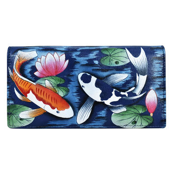 Anna by anuschka leather bifold wallet koi blue
