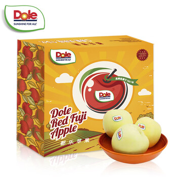 Dole shandong golden cream fuji apple color box (not a gift box) 3 catties, drainage fruit 8-9 pieces