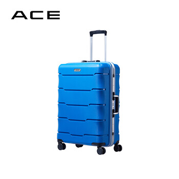 Ace/turquoise suitcase, suitcase, checked box, aluminum frame box, large capacity, new year's day, valentine's day, sky blue, 28 inches, checked, suitable for medium and long distances -06174-82l