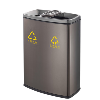 Gnf double classification lidless trash can with ashtray stainless steel large indoor and outdoor commercial public places ash gpx-218k black gold with ashtray