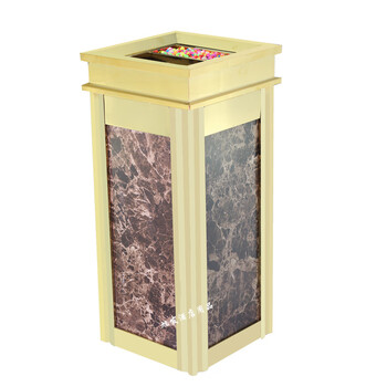 Yue changsheng stainless steel titanium marble trash can hotel lobby hotel stylish vertical peel bucket with ashtray titanium (imitation) coffee top