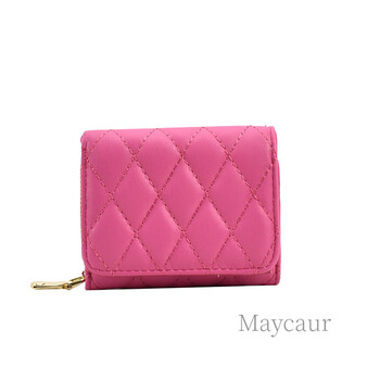 Maycaur2025 korean style new wallet women's small fragrant style embroidery thread multi-card slot coin purse women's wallet money card integrated rose pink
