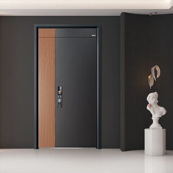Jinyi dun door industry (a06 jinrui) class a safety door carved aluminum plate wood grain color matching supports private customization a06 jinrui single door