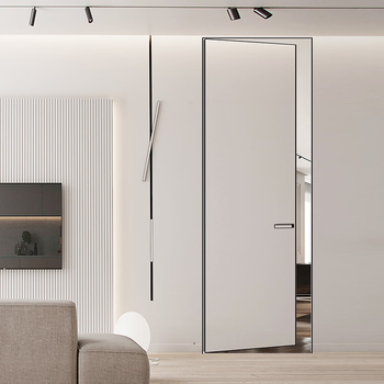 Foshan custom door factory aluminum wooden door invisible door paint door narrow frame door glass door paint-free swing door aluminum alloy extremely narrow door standard