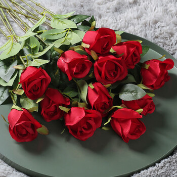 Shengshi taibao simulated roses feel moisturizing, fake flowers, bionic flowers, decorative bouquets, flower arrangements, living room decorations, big red roses*10