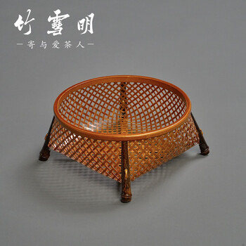 Bamboo xueming handmade bamboo fruit basket chinese retro round household storage basket snack snack basket tea snack box tea cup basket large size