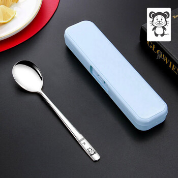 Hesinly 316 stainless steel spoon portable tableware three-piece set student food-grade chopsticks personal special set chopsticks spoon spoon + blue box 2-piece set zodiac monkey