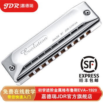 Jdr imported from japan gong blues harmonica blues beginner advanced professional performance 10-hole eva-1920 10-hole paddy scale metal grid c key - commonly used mode