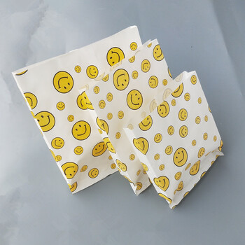 Hywlkj new orleans roasted chicken paper bag roasted chicken spicy chicken neck roasted chicken wings packaging bag grease-proof paper bag roasted chicken legs packaging bag height 15 width 13*2 900 smiley faces