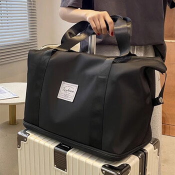Xingxi large-capacity portable short-distance travel bag women's business trip fitness boarding bag student luggage bag men's maternity bag storage bag portable travel bag black expandable
