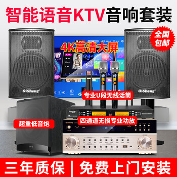 Qisheng 12-inch home theater ktv audio set home karaoke conference room stage dance room card package speaker bluetooth karaoke amplifier set upgraded 12-inch set + professional u-segment microphone + 12-inch cannon