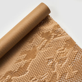 Kraft paper honeycomb express packaging recycled paper shockproof filling paper degradable environmentally friendly buffer packaging paper honeycomb paper natural color 50cm*100m/roll