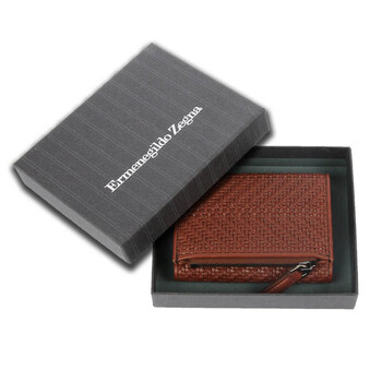Second-hand 99 new ermenegildo zegna men's cowhide braided effect wallet wallet e1570p rust color one size
